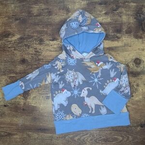 Kids Dinosaur Hoodie - Gray and Blue